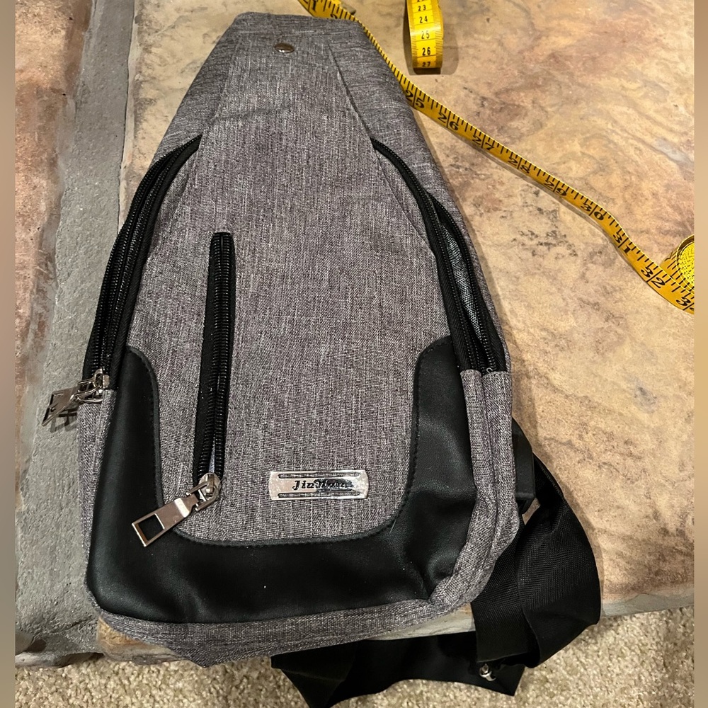 Gray Sling-type Crossbody Bag